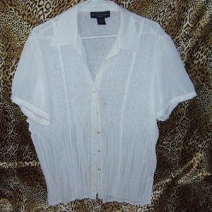 Beautiful Sheer Blouse 1X Crinkle Poly. Cream